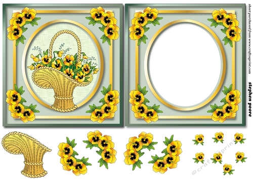 Yellow pansies card front and insert