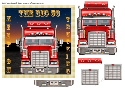 Red truck the big 50 card front