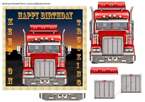 Red birthday keep on truckling card front