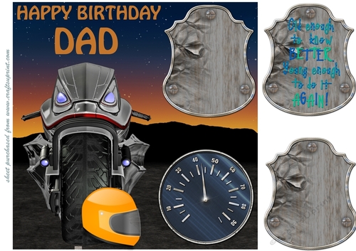 Dad motor bike birthday card front