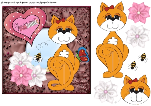 You are my sunshine cute cat card front 1