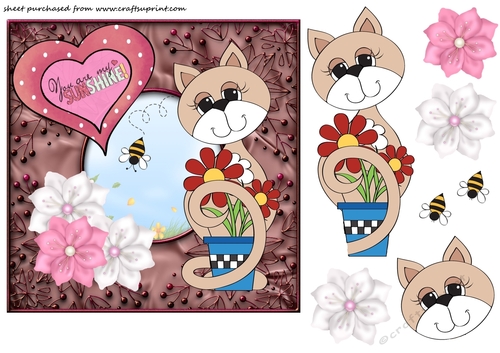 You are my sunshine cute cat card front 2