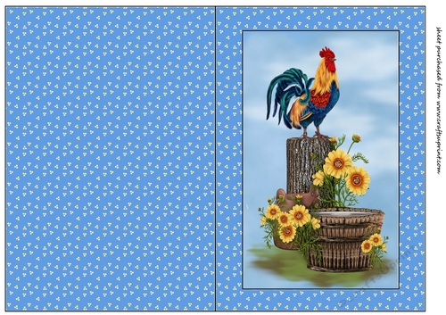 Blue rooster cut and fold card 1