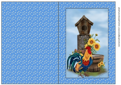 Blue rooster cut and fold card 2