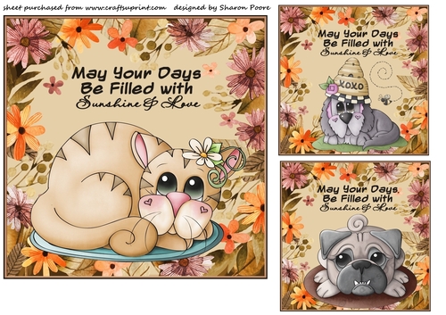 3 may your days cute cat and dog toppers/card fronts