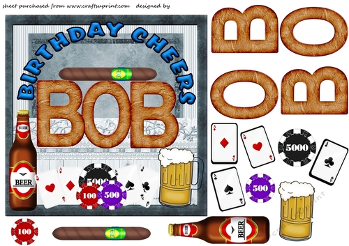 Bob birthday cheers card front