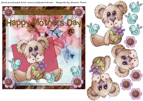 Cute bear Mothers Day card front