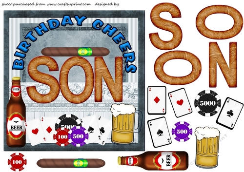 Son birthday cheers card front 