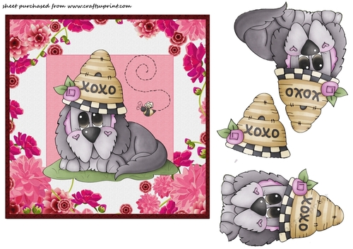 Red floral pooch card front