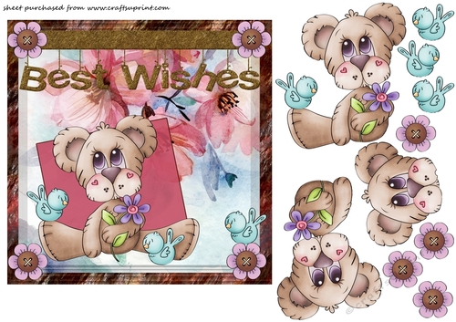 Cute bear Best Wishes card front