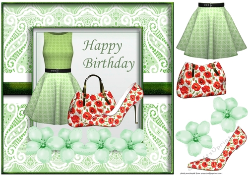 Green floral birthday card front