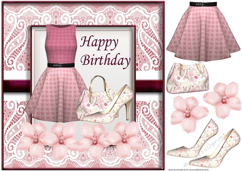 Pink Birthday floral fashion card front