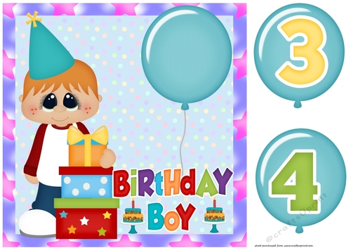 Age 3/4 Light haired boy Birthday card front