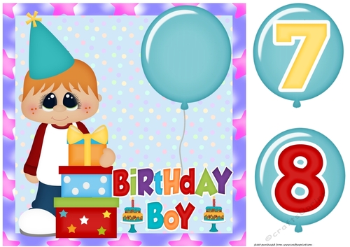 Age 7/8 Light haired boy Birthday card front