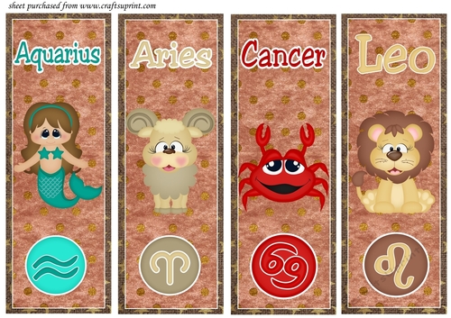 Cute zodiac signs toppers/bookmarks set 1
