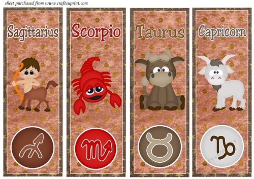 Cute zodiac signs toppers/bookmarks set 2