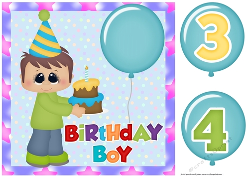 Age 3/4 dark haired boy Birthday card front