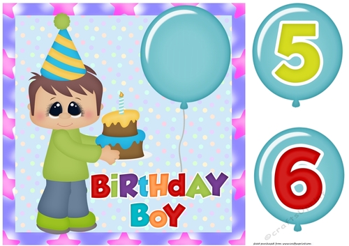 Age 5/6 dark haired boy Birthday card front