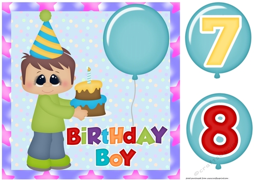 Age 7/8 dark haired boy Birthday card front