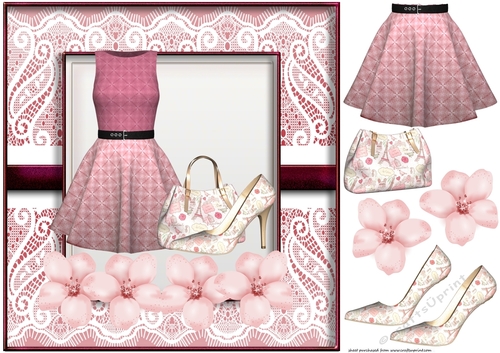 Pink floral fashion card front