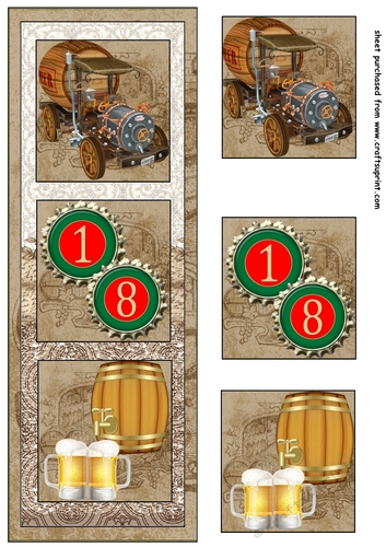 18th Beer Birthday trio card front