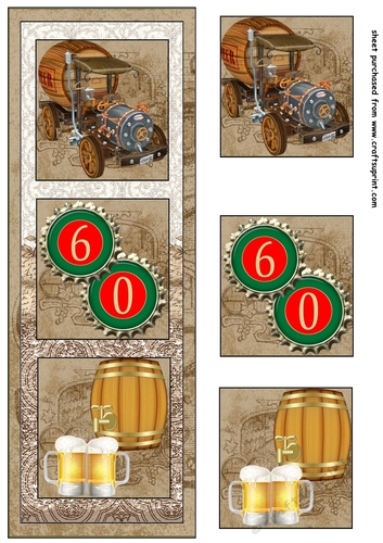 60th Beer Birthday trio card front