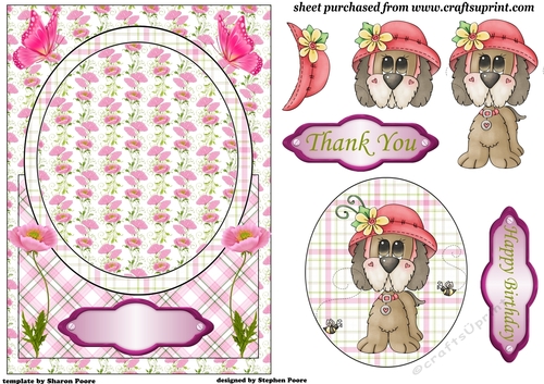 Pink poppy puppy card front 1