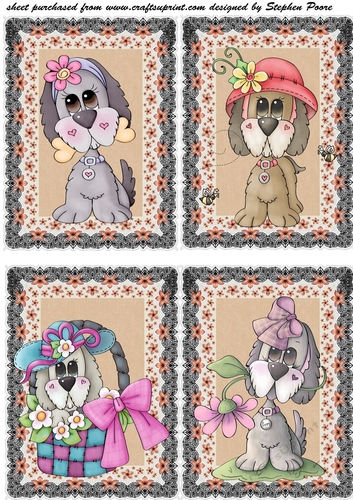 4 Black and orange cute puppy toppers