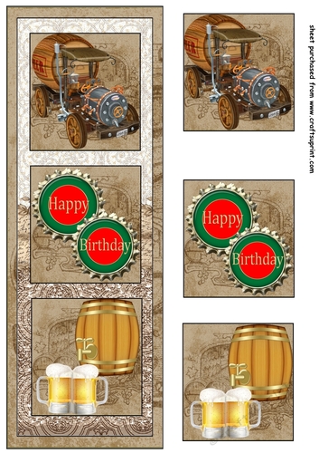 Beer Happy Birthday trio card front