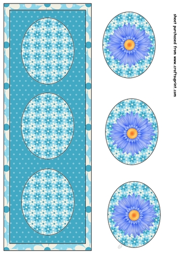 Blue gerbera daisy trio card front