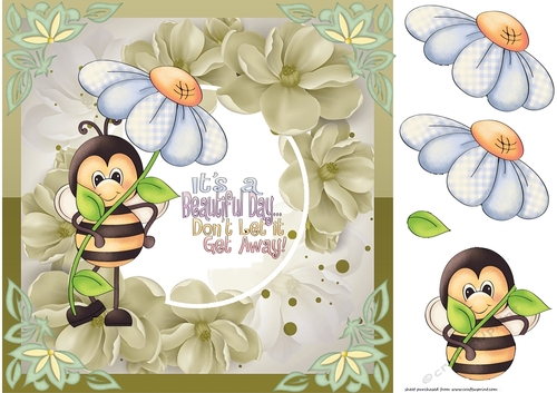 Yellow floral bee Beautiful Day card front