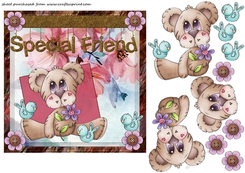 Cute bear Special Friend card front