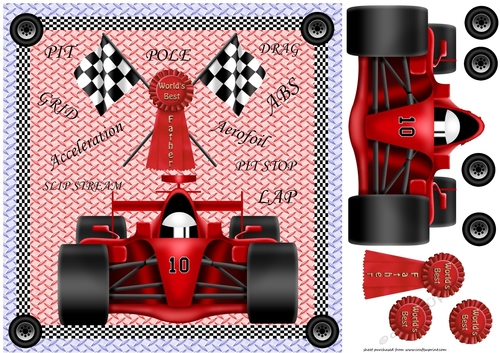 Red F1 Fathers Day/Birthday card front 1