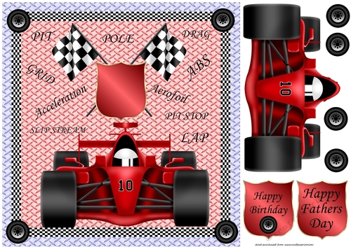 Red F1 Fathers Day/Birthday card front 2
