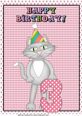 A4 Age 3 Birthday Topper