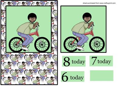 Boy on Bike Qick Card Front with Ages
