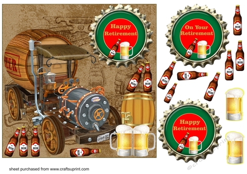 Beer themed Retirement card front
