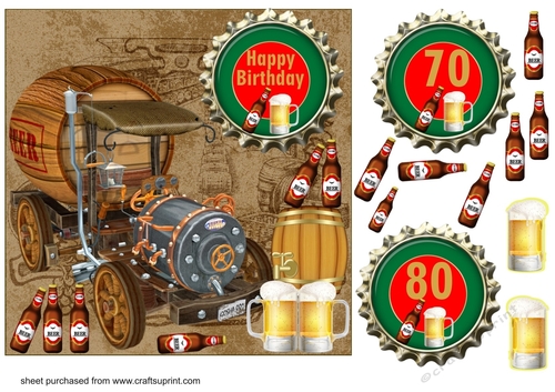 Age 70/80 beer themed card front