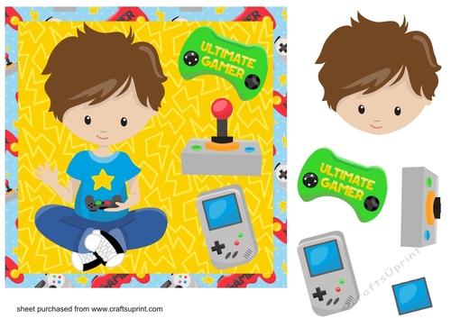 Brown haired boy ultimate gamer card front