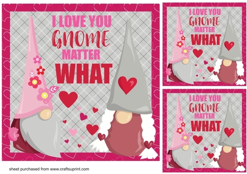 3 Gnome I love you card fronts/toppers