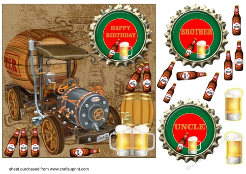 BROTHER/UNCLE beer themed birthday card front