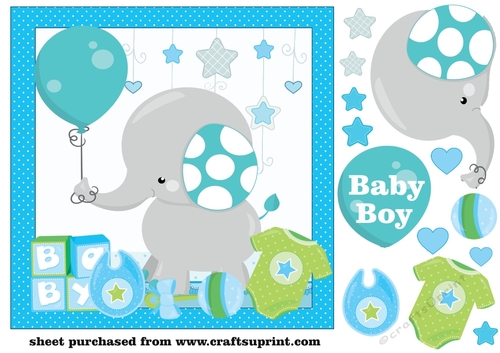 Elephant baby boy card front