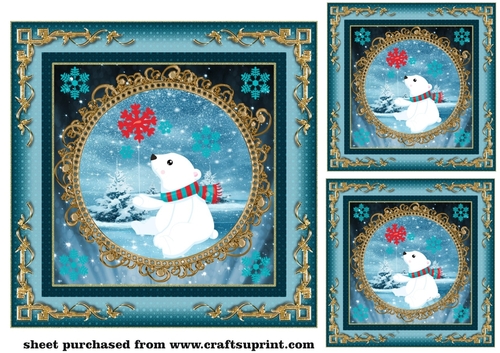 3 Christmas polar bear card fronts/toppers