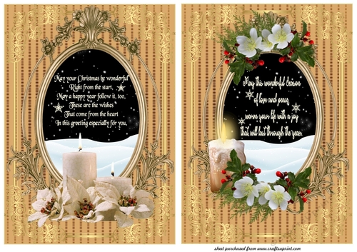 2 Gold Christmas verse card fronts