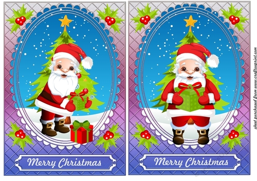 2 Merry Christmas Santa card fronts