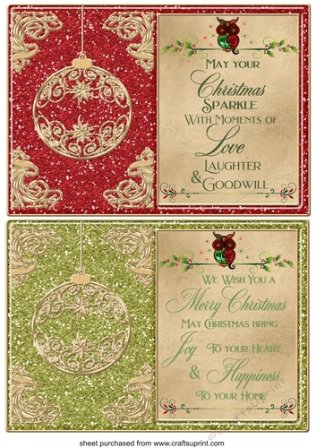 2 Christmas bauble verse card fronts