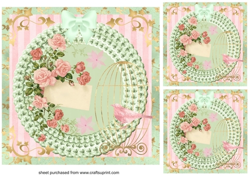 3 Floral Rose card fronts/toppers(blank)