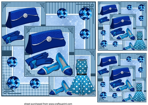 3 All about the blue fashion card fronts/toppers