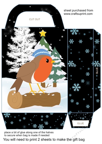 Christmas robin gift bag 2