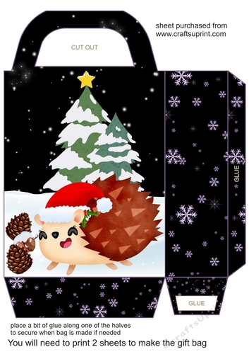 Christmas hedgehog gift bag 2
